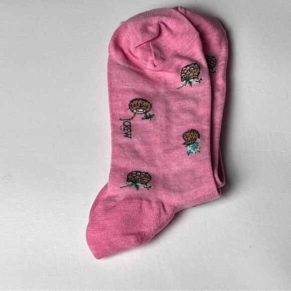 J.Crew  Preppy Crew Style Trouser Pink Tropical Coconut Drink Socks OS NWT - Picture 5 of 8